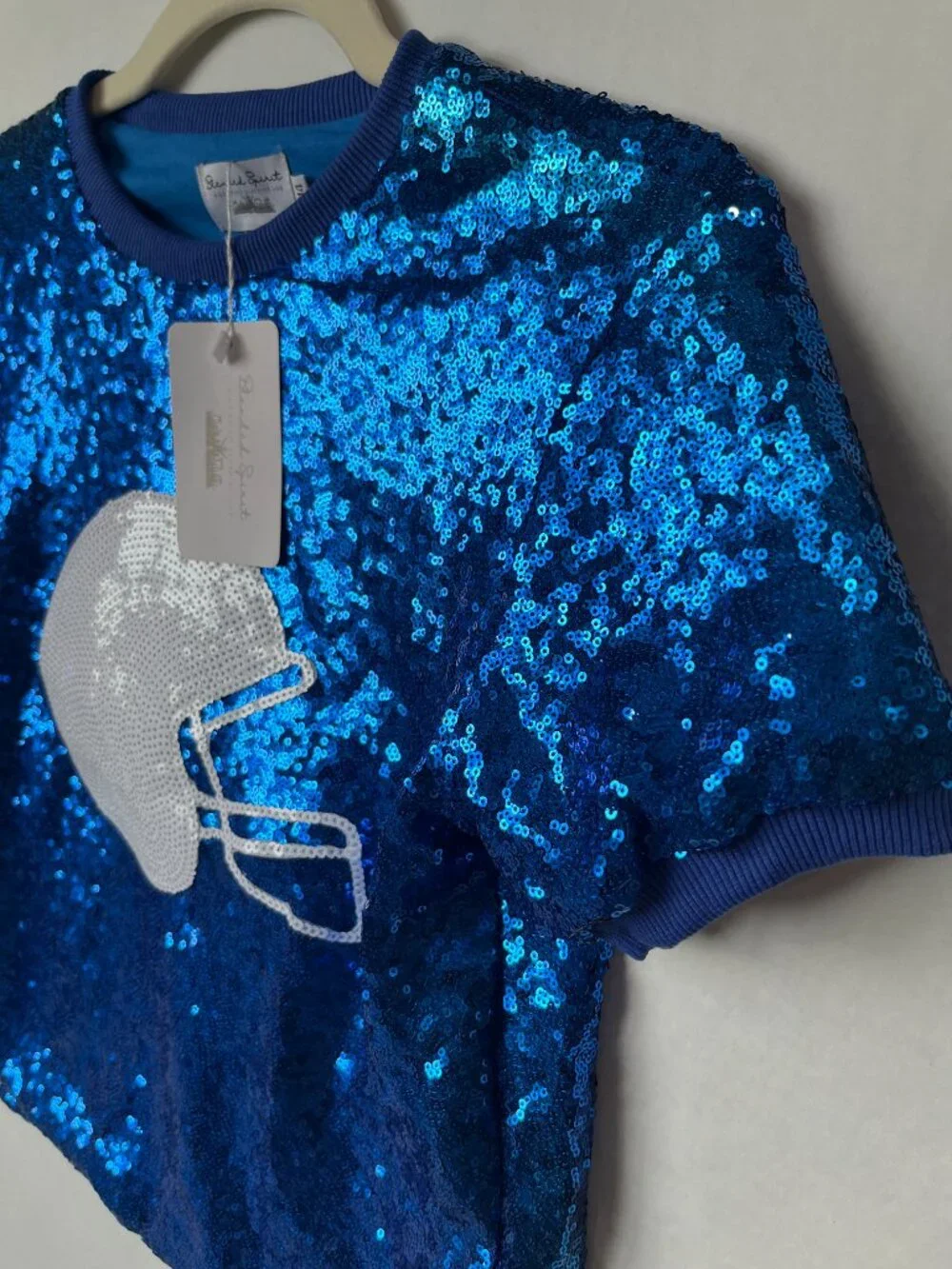 Girl - 12 & 14 - NWT Blended Spirit Sequin Helmet Top in Blue